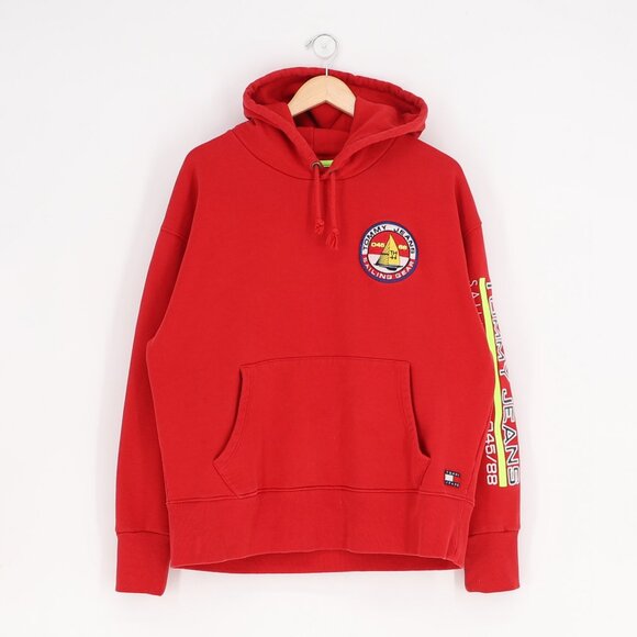 TOMMY JEANS 90s Inspired Sailing Logo Hoodie Red Size XL - Picture 3 of 11
